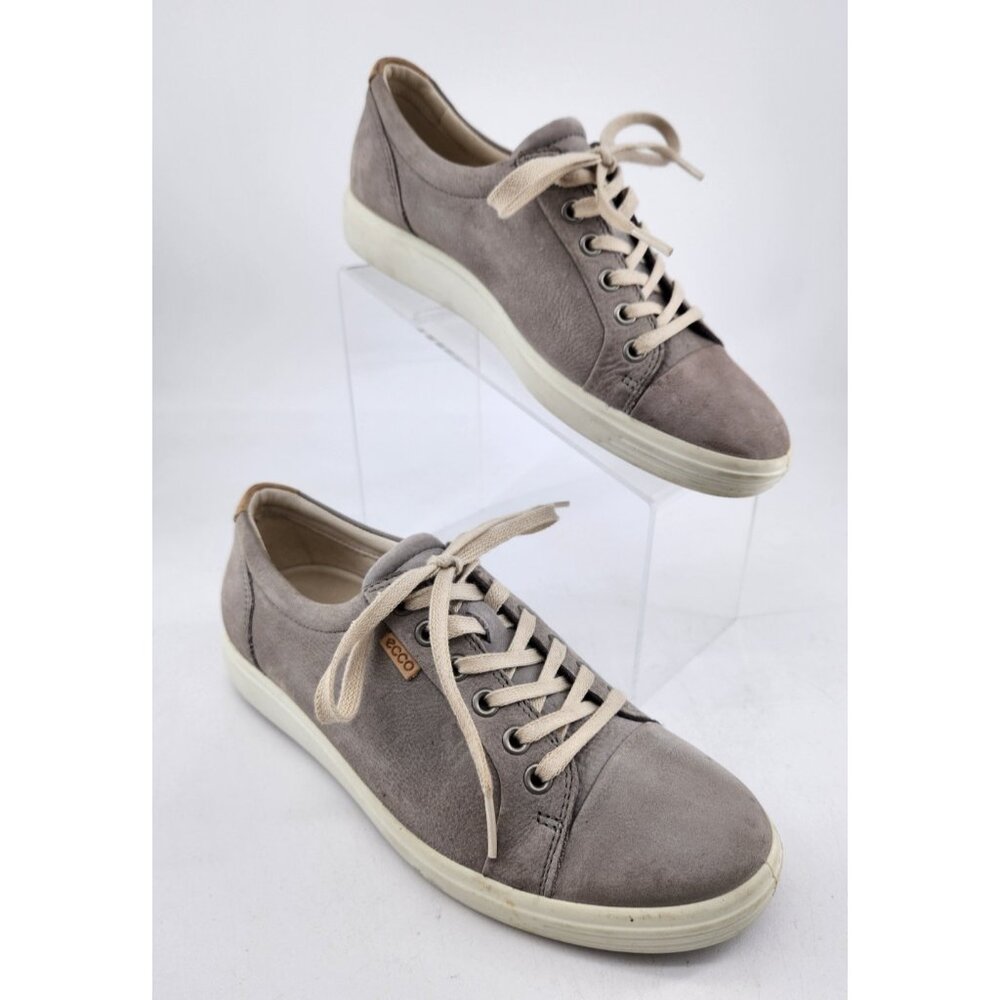 Ecco Soft 7 Women’s Size 39 "8-8.5" Taupe Suede Leather Sneakers Comfort Casual